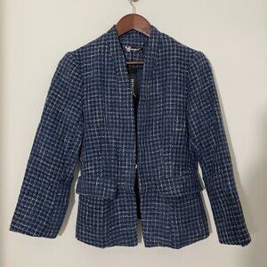 Allegra K NWT Plaid Tweed Blazer - Blue XS